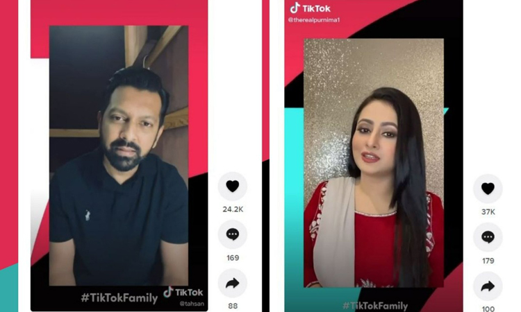 টিকটকের সেফটি অ্যাম্বাসেডর হলেন তাহসান ও পূর্ণিমা